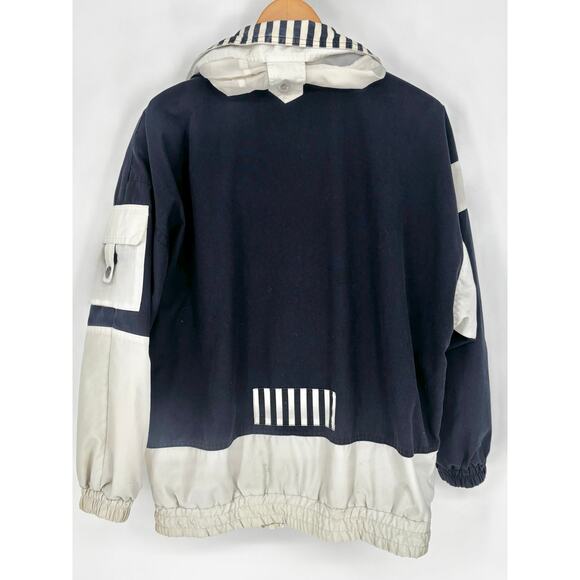 Mulberry Street Vintage 80's Nautical Striped Front Zip Hooded Jacket Size M - Picture 9 of 11